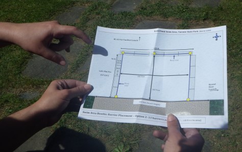The benthic barrier mats were placed all around the swimming area.