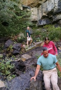 The team scrambles over rocks! By P. Harper
