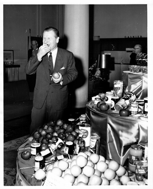 Former Gov. Nelson Rockefeller samples a New York State apple at the State Fair in 1961.